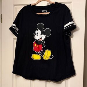 Disney Black Tee with Mickey Mouse in Red and Yellow